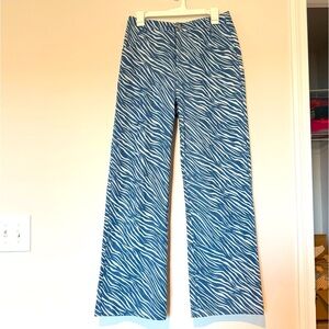 Pretty Garbage Blue Zebra Print Wide Leg High Waist Jeans size medium